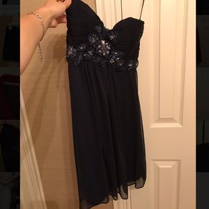 Navy Blue Sequined Homecoming Dress